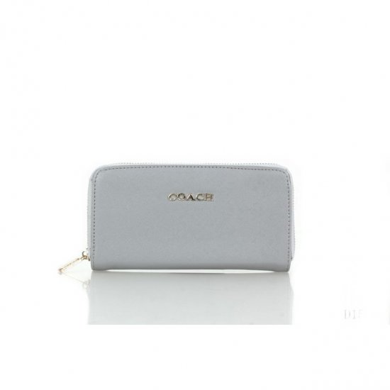 Coach Zip In Saffiano Small Grey Wallets FFL